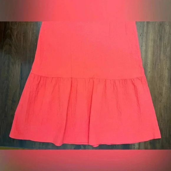 Eileen Fisher Organic Cotton Pucker Tiered Dress Midi Watermelon Sz XS Flowy - Picture 5 of 12